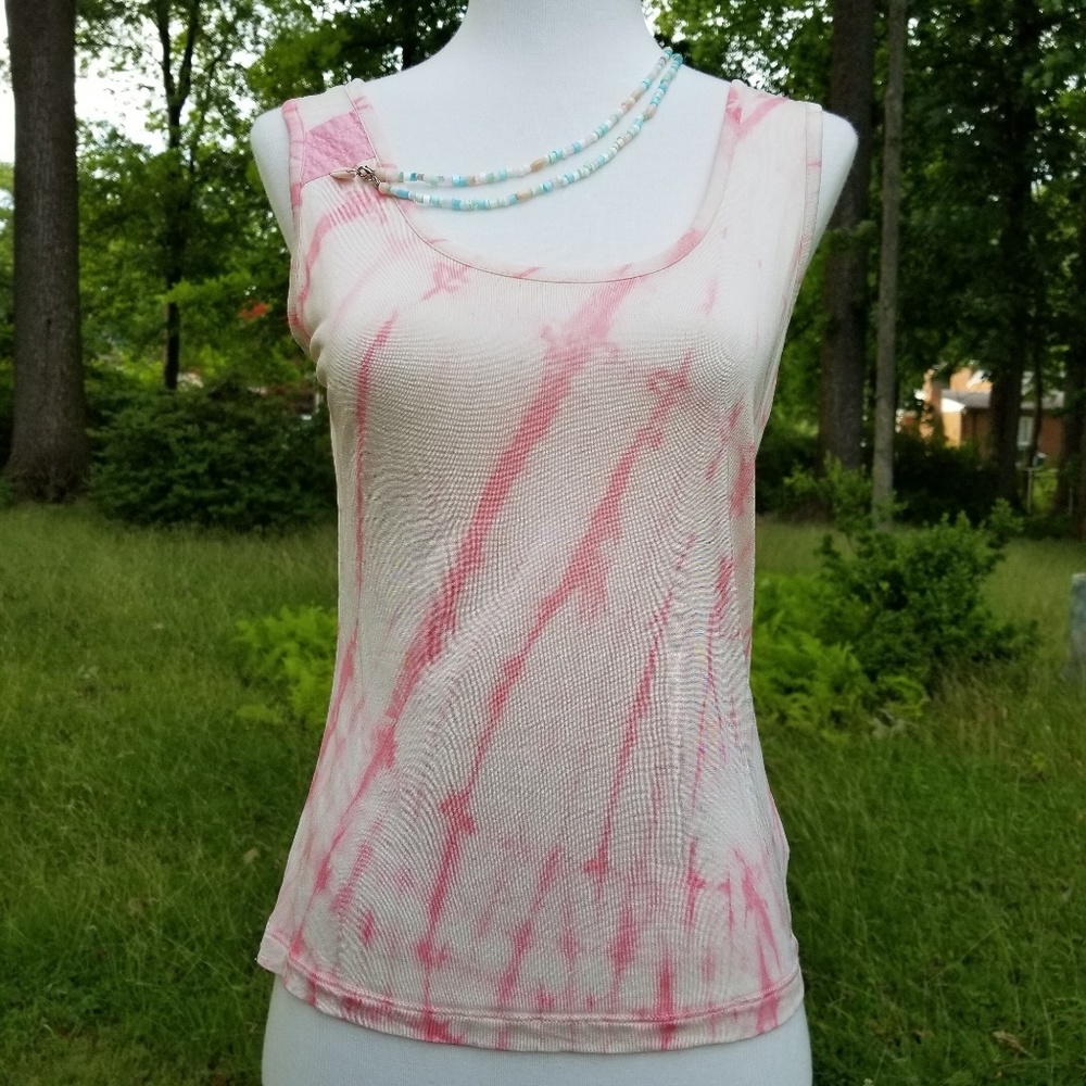 Tie-dye Silk Top with Necklace